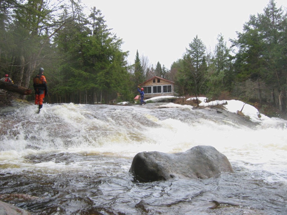 Looking up the first big drop on Little Woodhull Creek.