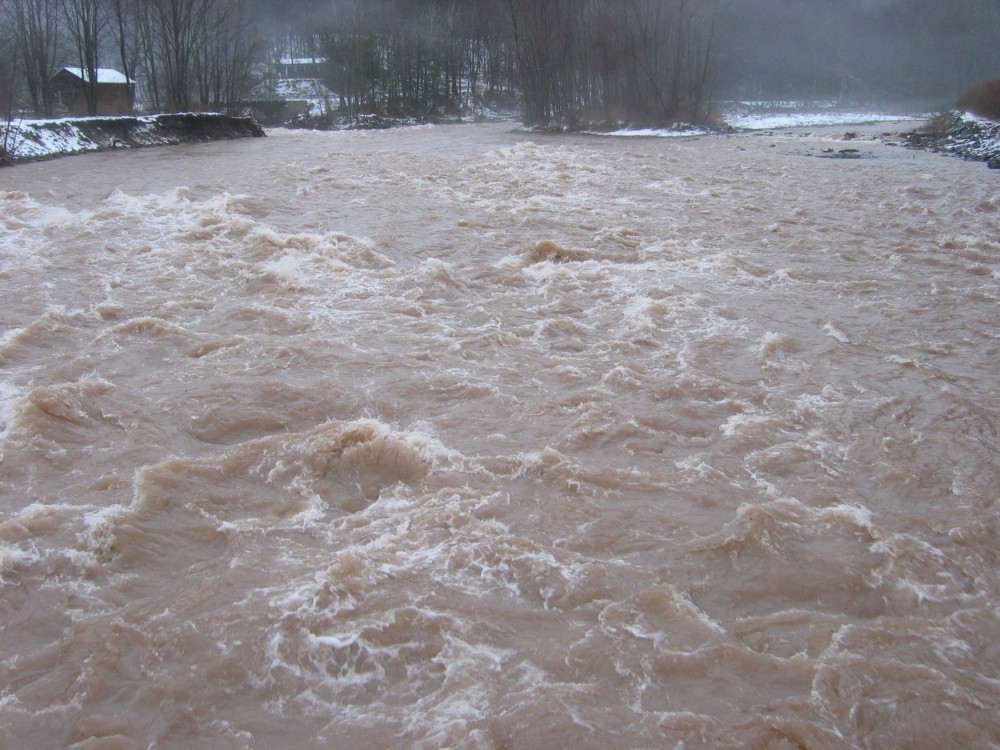 looking upstream from the Woodland Valley bridge on the Esopus Creek.