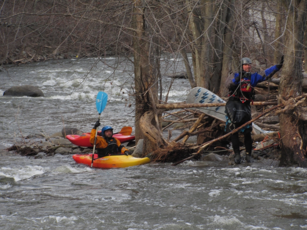 Kayakers waiting for the rest of their group below the dam on Moodna Creek.